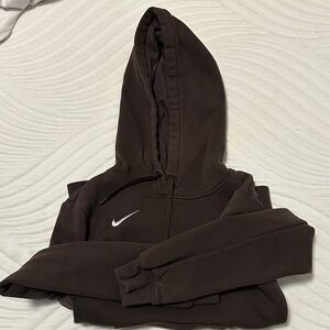 Nike Dark Brown Hoodie with White Swoosh